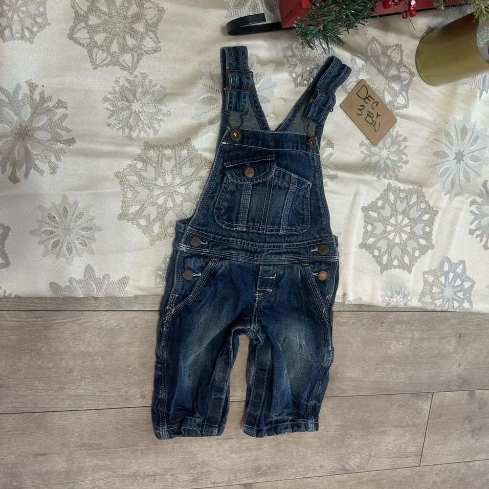 VTG Y2K OshKosh B'gosh Dark Blue Denim Overalls 12 Months Baby Boy